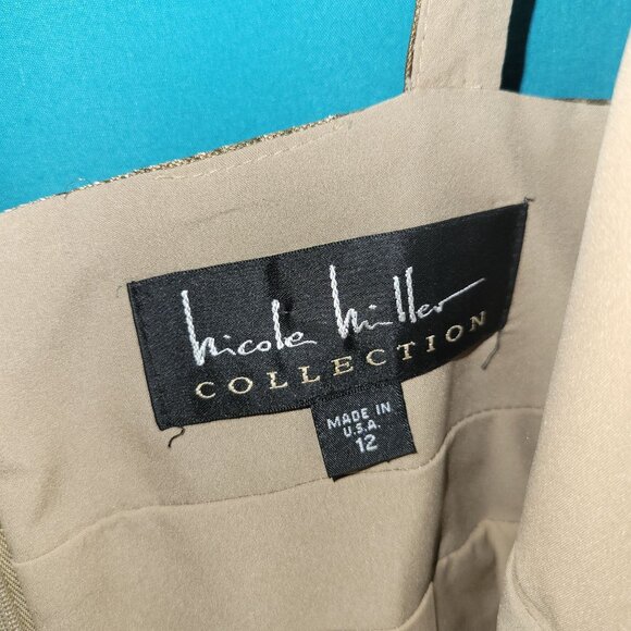 Nicole Miller Collection Metallic Ruched Cocktail Dress Size 12 - Picture 5 of 10